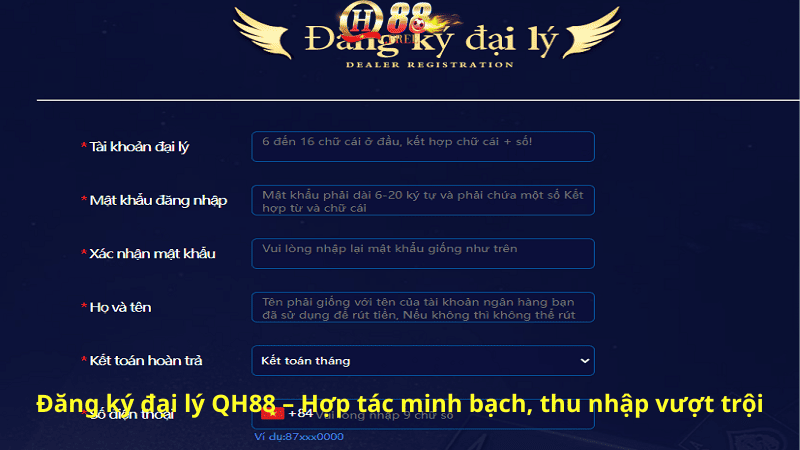 Đăng ký đại lý QH88 – Hợp tác minh bạch, thu nhập vượt trội